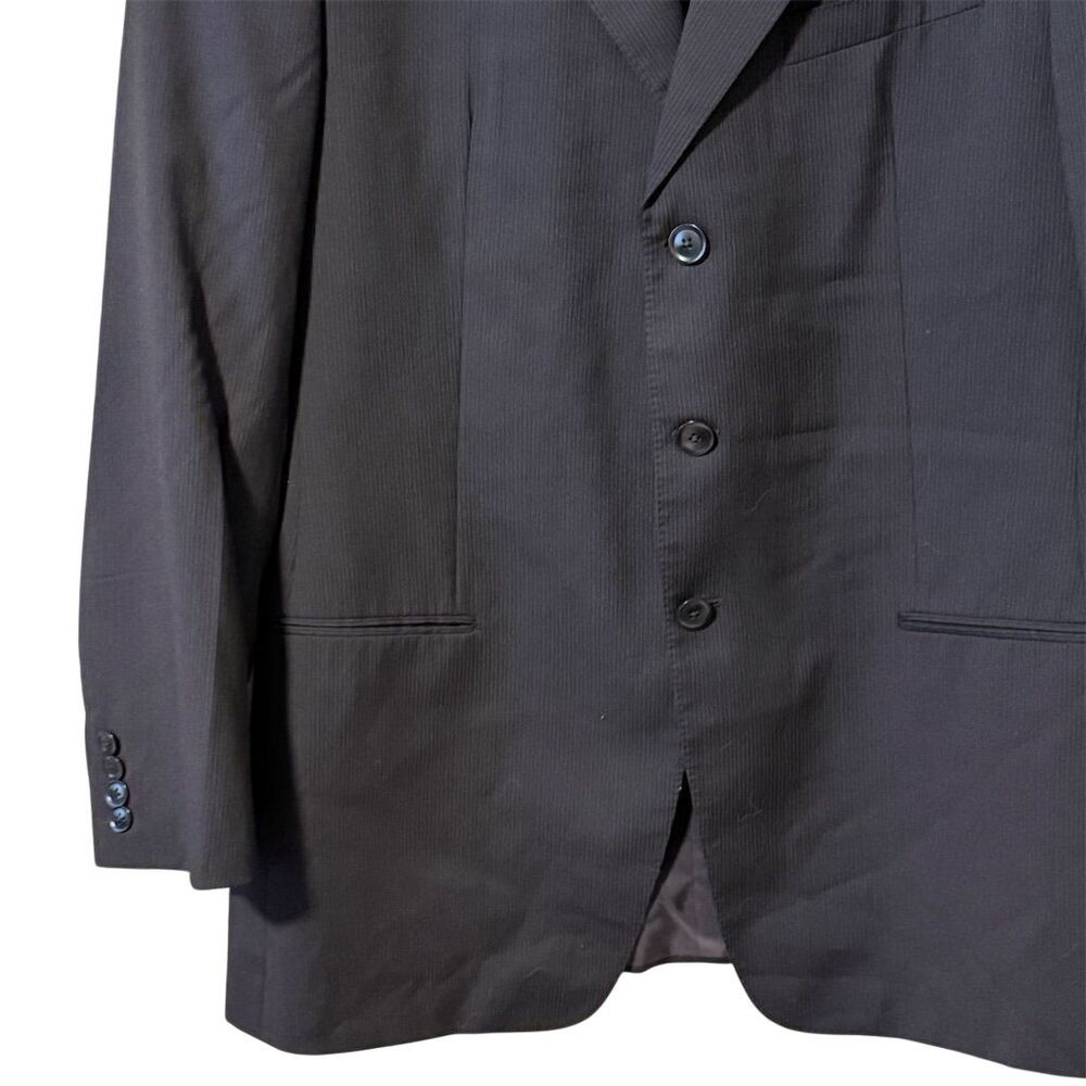 Armani Collezioni Men's Black Striped Wool Blazer Jacket 44r Formal - Picture 2 of 9